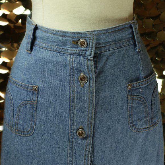 Las Vegas Quality Brand Denim Lattice Maxi Skirt - Picture 8 of 8